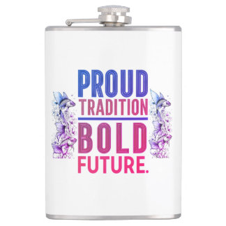 Proud Tradition, Bold Future Fish Border Design -  Flask
