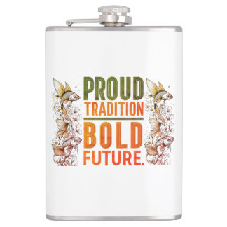 Proud Tradition, Bold Future Fish Border Design -  Flask