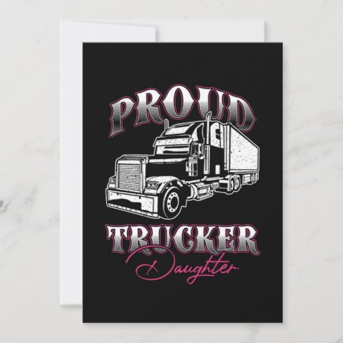 Proud Trucker Daughter Truck Driver Cool Driver Gi Invitation