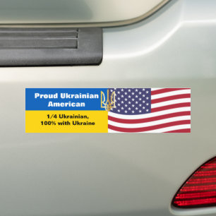 Proud Ukrainian American Stand with Ukraine Bumper Sticker