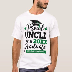 Proud Uncle 2022 graduate black green tassel name T-Shirt