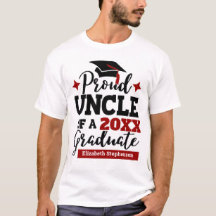 Proud Uncle 2022 graduate black red cap name T-Shirt