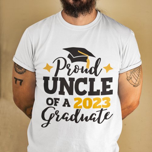 Proud Uncle 2023 graduate black gold tassel T_Shirt