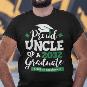 Proud Uncle 2023 graduate black green tassel name T-Shirt