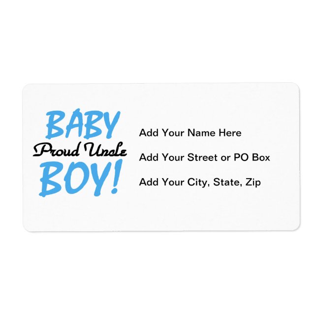 Proud Uncle Baby Boy Gifts Label (Front)