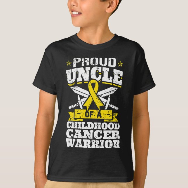 Proud Uncle Of A Childhood Cancer Warrior Awarenes T-Shirt (Front)