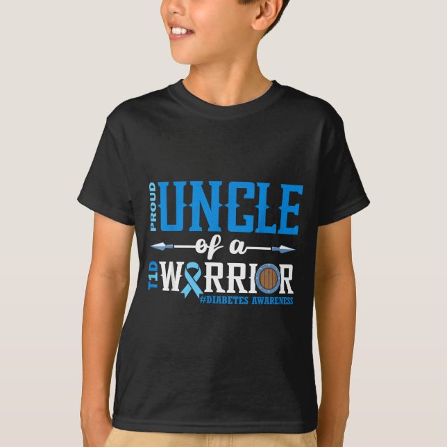 Proud Uncle Of A T1d Warrior Diabetes Awareness Ri T-Shirt (Front)