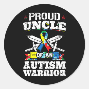 Proud Uncle Of An Autism Warrior Autistic Awarenes Classic Round Sticker