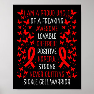 Proud Uncle Of Sickle Cell Warrior Awareness Ribbo Poster