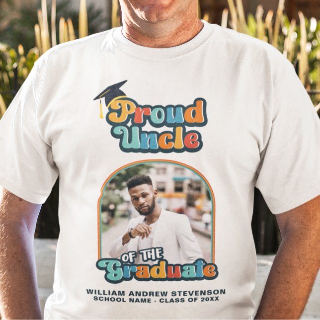 Proud Uncle of the graduate photo groovy retro T-Shirt (Creator Uploaded)