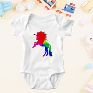 Proud Unicorn of Colorful Stain Glass Design, ZKOA Baby Bodysuit