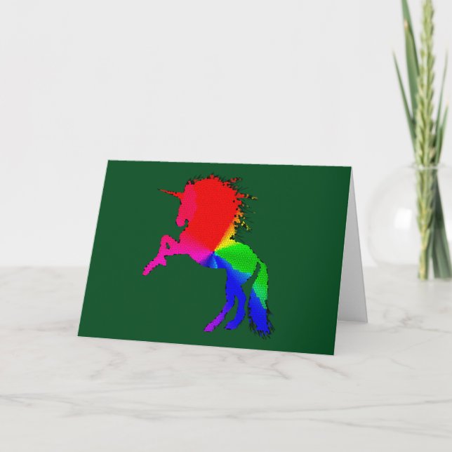 Proud Unicorn of Colorful Stain Glass Design, ZKOA Card (Front)