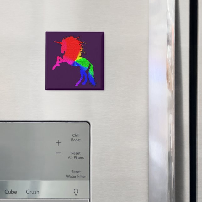 Proud Unicorn of Colorful Stain Glass Design, ZKOA Magnet (In Situ (Fridge))