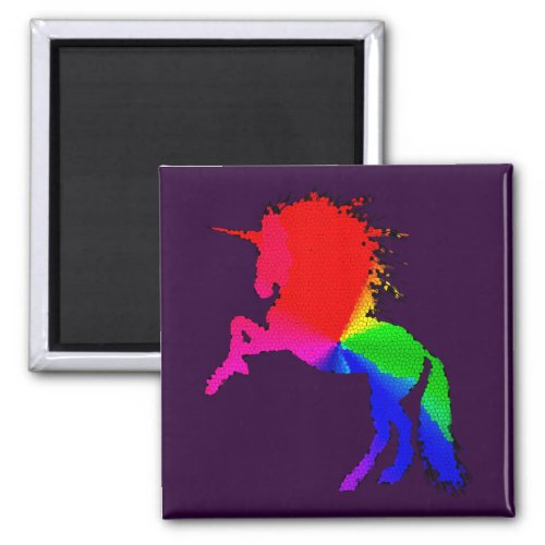 Proud Unicorn of Colorful Stain Glass Design ZKOA Magnet
