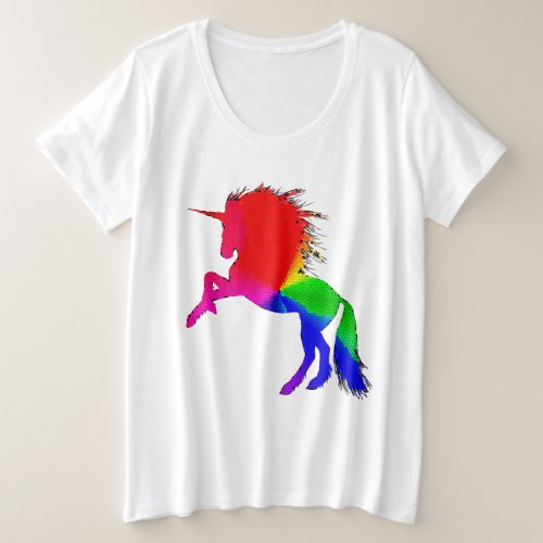 Proud Unicorn of Colorful Stain Glass Design ZKOA Plus Size T_Shirt
