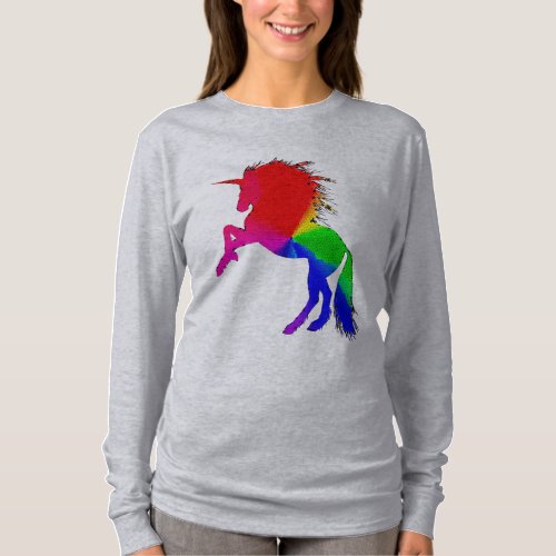 Proud Unicorn of Colorful Stain Glass Design ZKOA T_Shirt