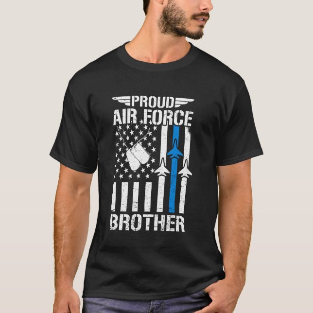 Proud US Air Force Brother USAF Veteran Flag Ameri T-Shirt (Front)
