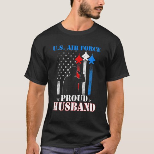Proud US Air Force Husband Flag Patriotic Military T_Shirt