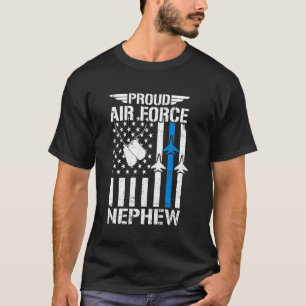 Proud US Air Force Nephew USAF Veteran Flag Americ T-Shirt