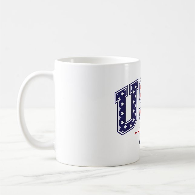 Proud USA 1776 Mug with Flag - Funny Novelty Gift (Left)