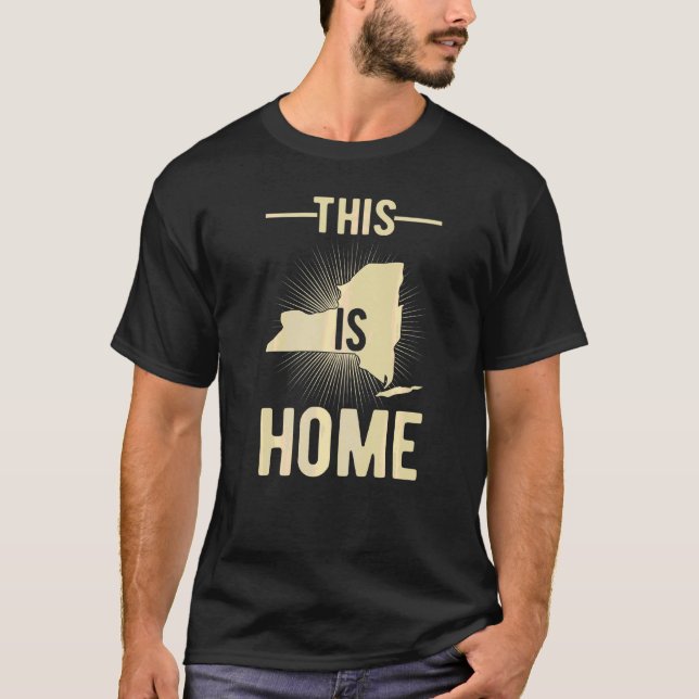 Proud Usa Fan State  This Is Home Map New York T-Shirt (Front)