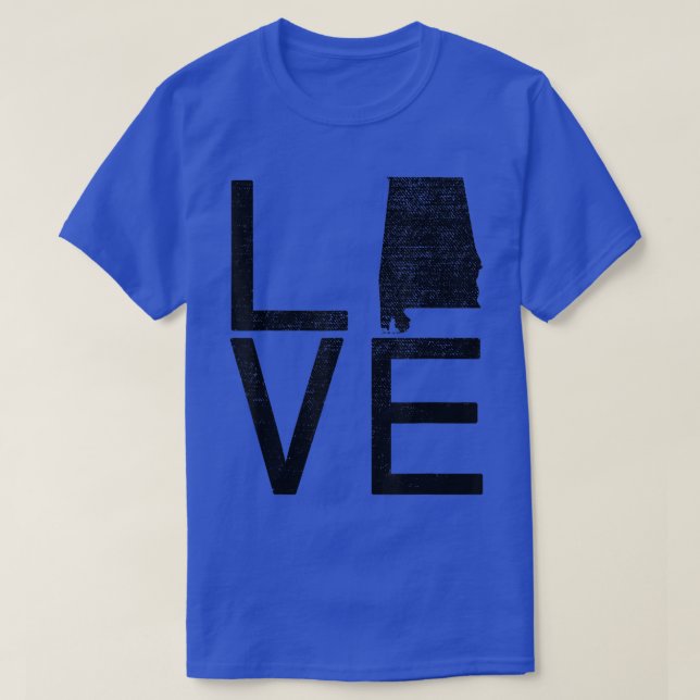 Proud USA Fan StateLOVE Map Alabama  T-Shirt (Design Front)