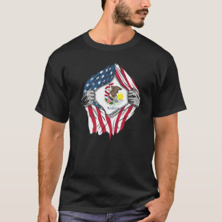 Proud Usa Home Country Patriotic Home State Flag I T-Shirt