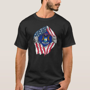 Proud Usa Home Country Patriotic Home State Flag M T-Shirt