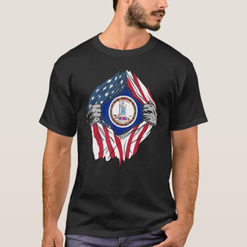 Proud Usa Home Country Patriotic Home State Flag V T_Shirt