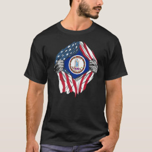 Proud Usa Home Country Patriotic Home State Flag V T-Shirt