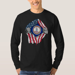 Proud Usa Home Country Patriotic Home State Flag V T-Shirt