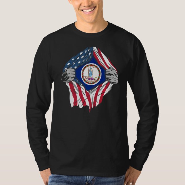 Proud Usa Home Country Patriotic Home State Flag V T-Shirt (Front)