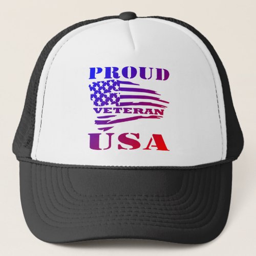 Proud USA Veteran Flag  FBcomUSAPatriotGraphics Trucker Hat