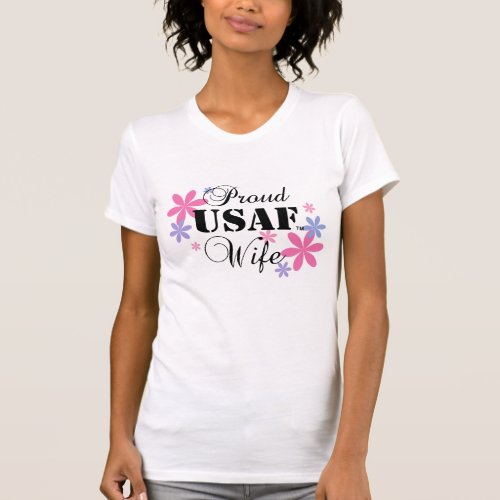 Proud USAF Wife Floral T_Shirt