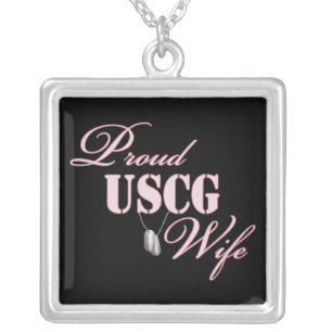 Proud USCG Wife Silver Plated Necklace