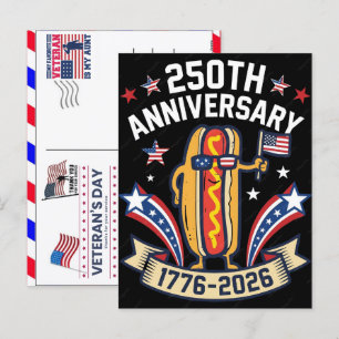 Proud Veteran 250 Years America 1776 2026 Holiday Postcard