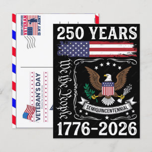 Proud Veteran 250 Years America 1776 2026 Holiday Postcard