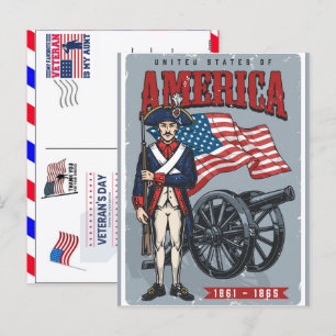 Proud Veteran 250 Years America 1776 2026 Holiday Postcard