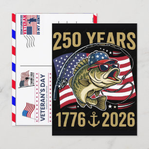 Proud Veteran 250 Years America 1776 2026 Holiday Postcard