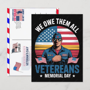 Proud Veteran 250 Years America 1776 2026 Holiday Postcard