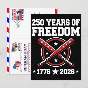 Proud Veteran 250 Years America 1776 2026 Holiday Postcard