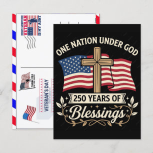 Proud Veteran 250 Years America 1776 2026 Holiday Postcard