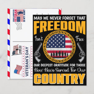 Proud Veteran 250 Years America 1776 2026 Holiday Postcard