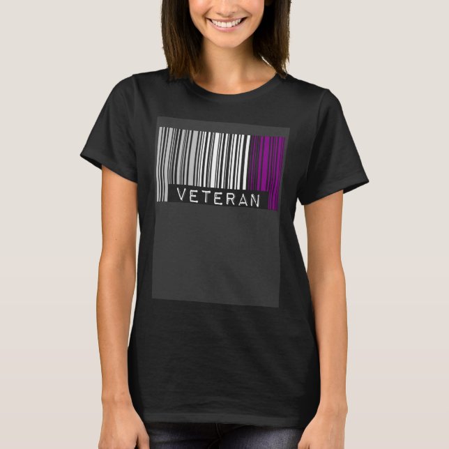 Proud Veteran Asexual Pride Flag Barcode Veterans  T-Shirt (Front)