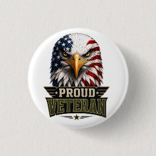 Proud Veteran Eagle – Memorial Day American Flag Button