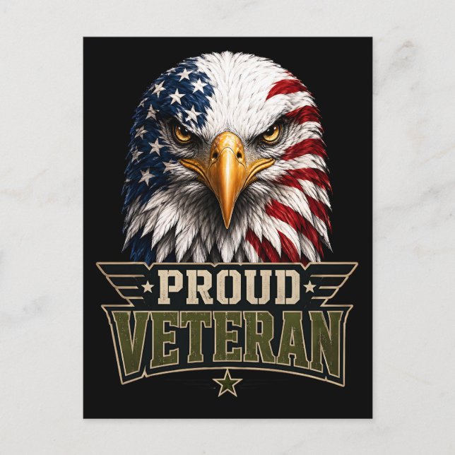 Proud Veteran Eagle – Memorial Day American Flag Postcard (Front)