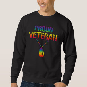 Proud Veteran LGBT-Q Veterans Day Gay Pride Army M Sweatshirt