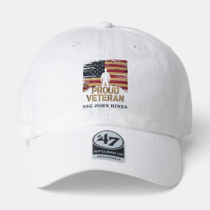 Proud Veteran Military Rank & Name American Flag 47 Brand Hat