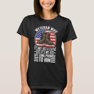 Proud Veteran Wife Patriotic Military Spouse Gift T-Shirt