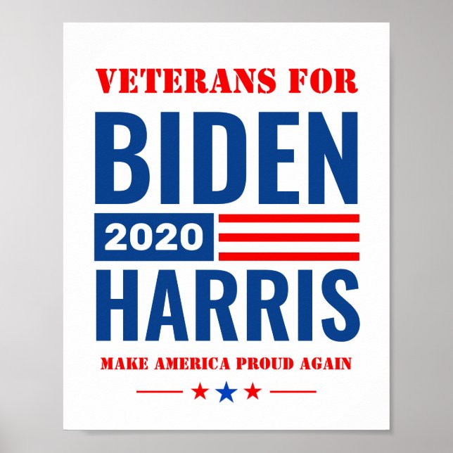 Proud Veterans for Biden Harris 2020 Campaign Poster (Front)